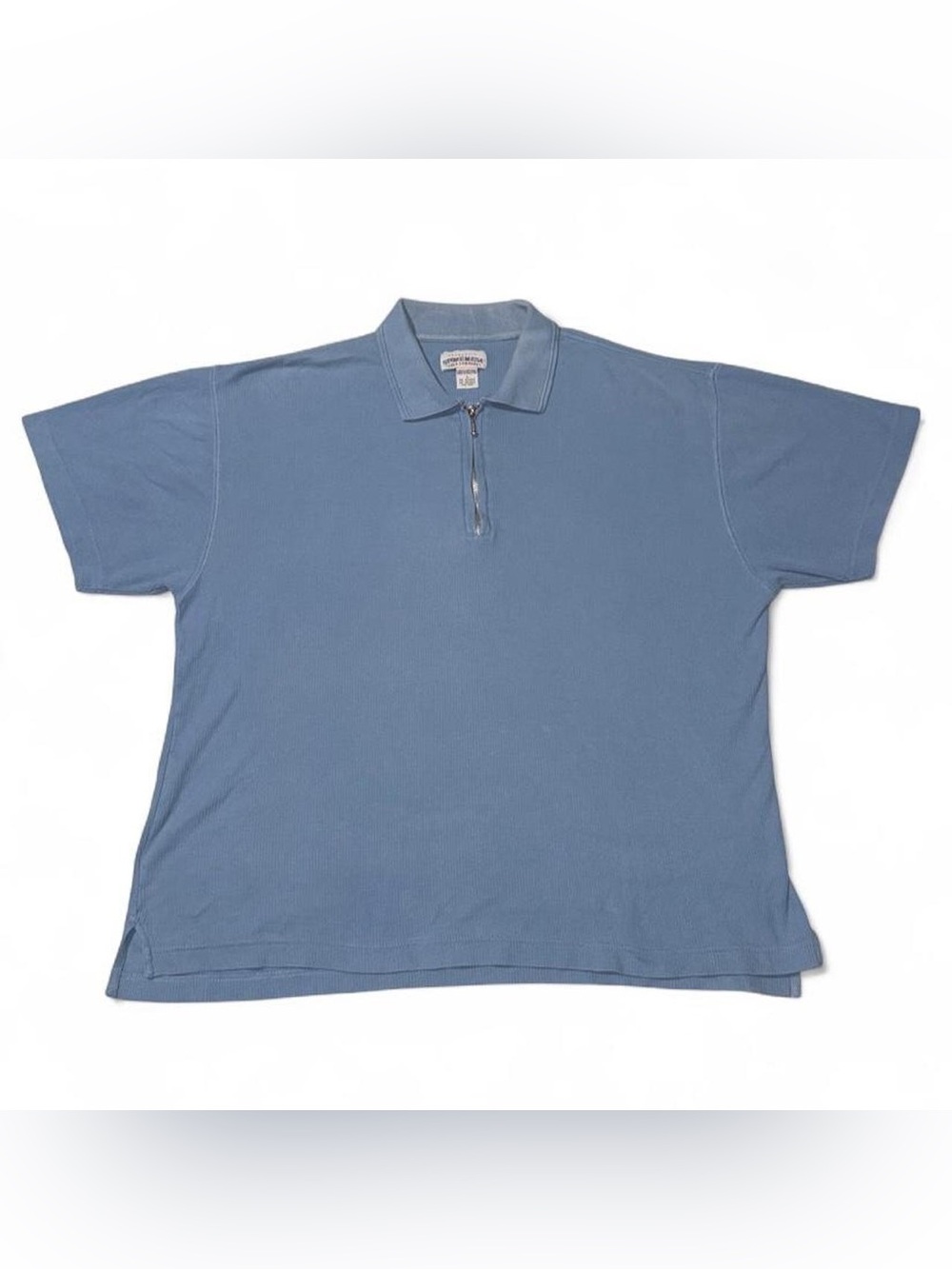Men's Light Blue Short-Sleeve Half-Zip Polo